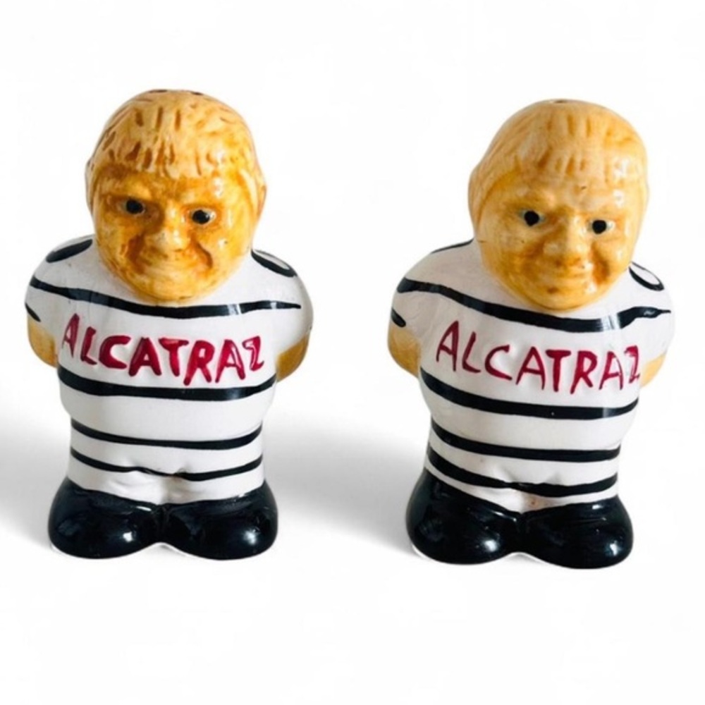 Vintage Set of Alcatraz Prisoner Inmate Salt & Pepper Shakers
